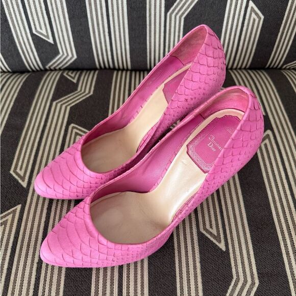 Dior Pink Python Leather Pumps Size 37.5/7/7.5 - Picture 5 of 12